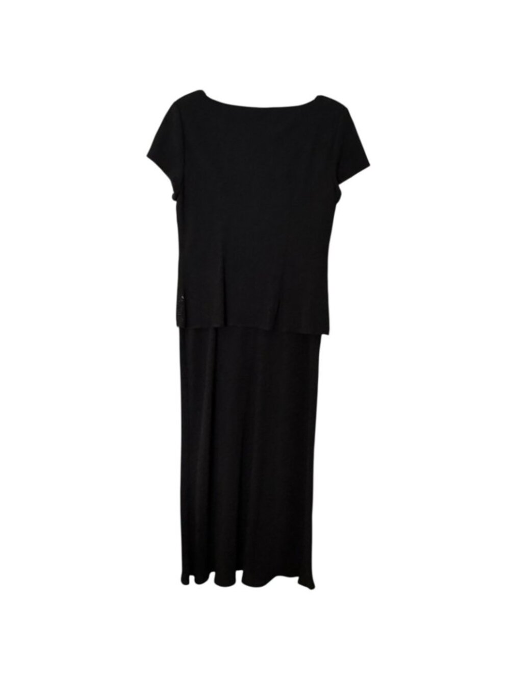 Black Maxi Dress Women's Size 12 Sheath Shift Dress Midi Length Vintage - Picture 12 of 15
